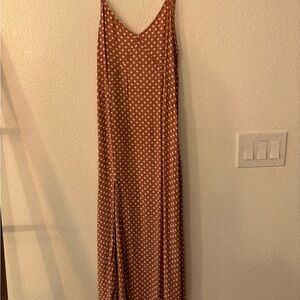 Flynn Skye Brown and White Polka Dot Maxi Dress